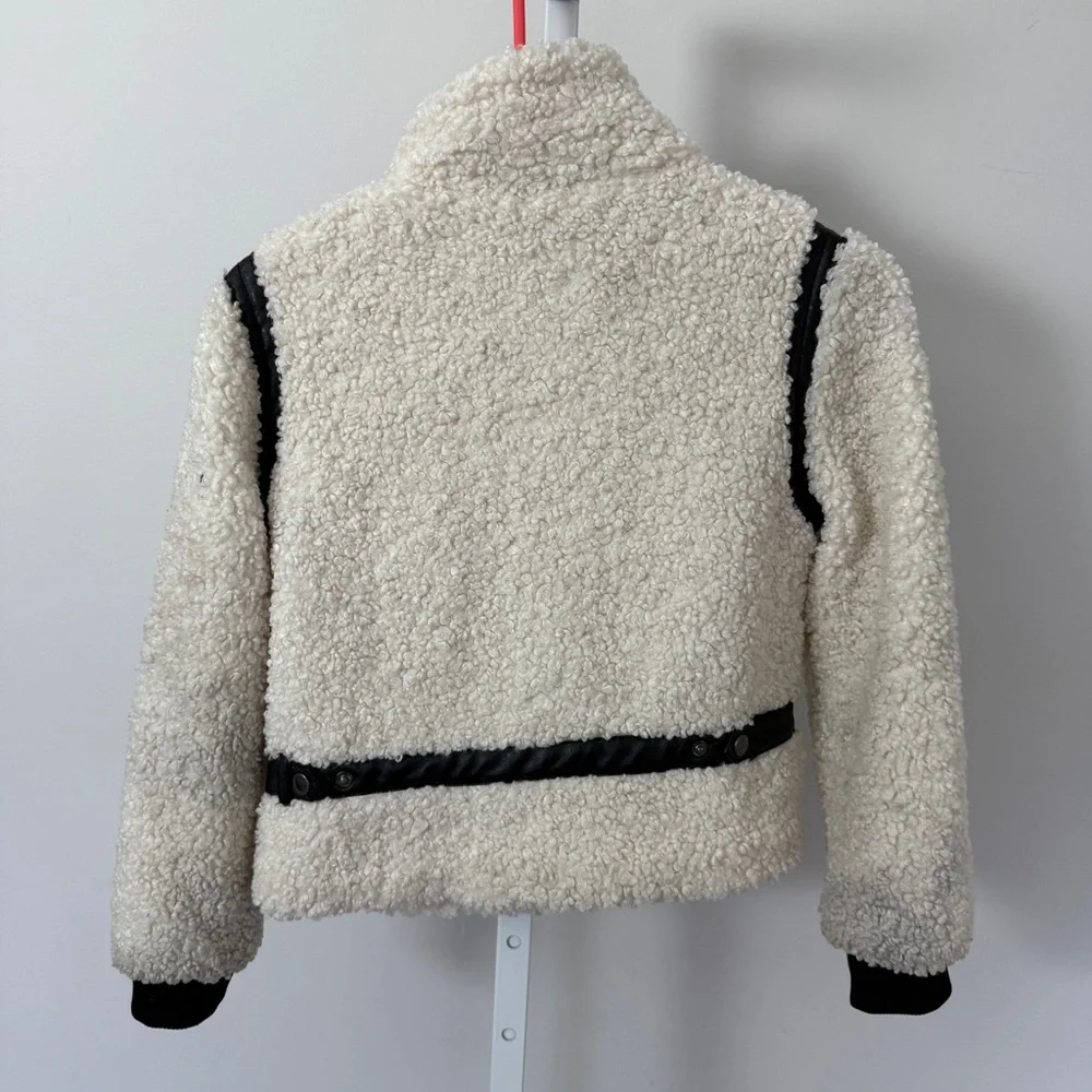 Design History Girl's Faux Sherpa Leather‎ Trim Jacket Large